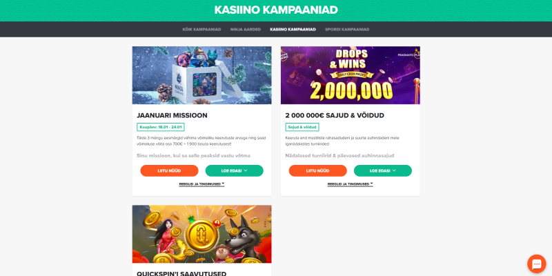 Ninja Casino Casino Kampaaniad